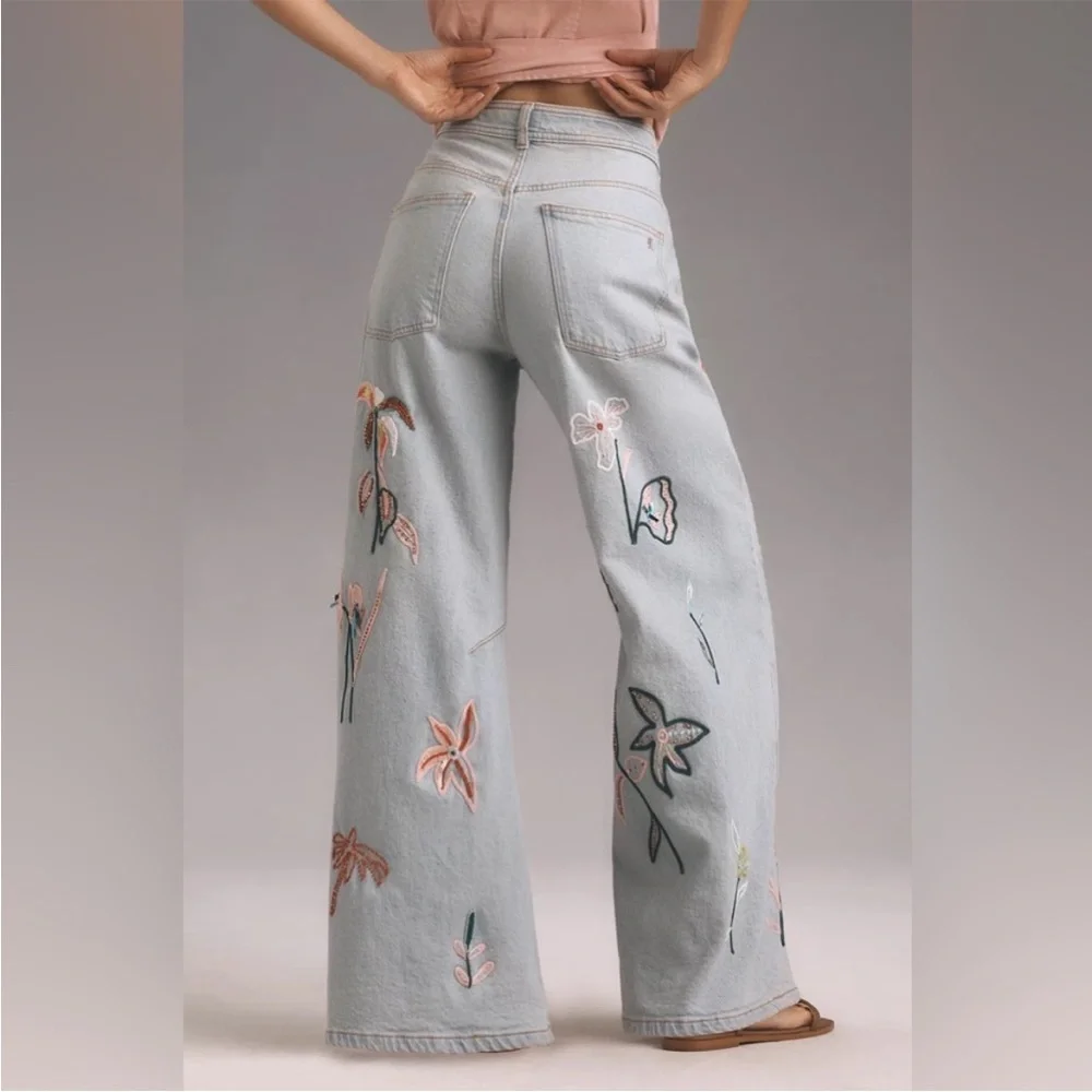 Pilcro Embroidered Bowed Slouch High-Rise Jeans - Picture 3 of 8